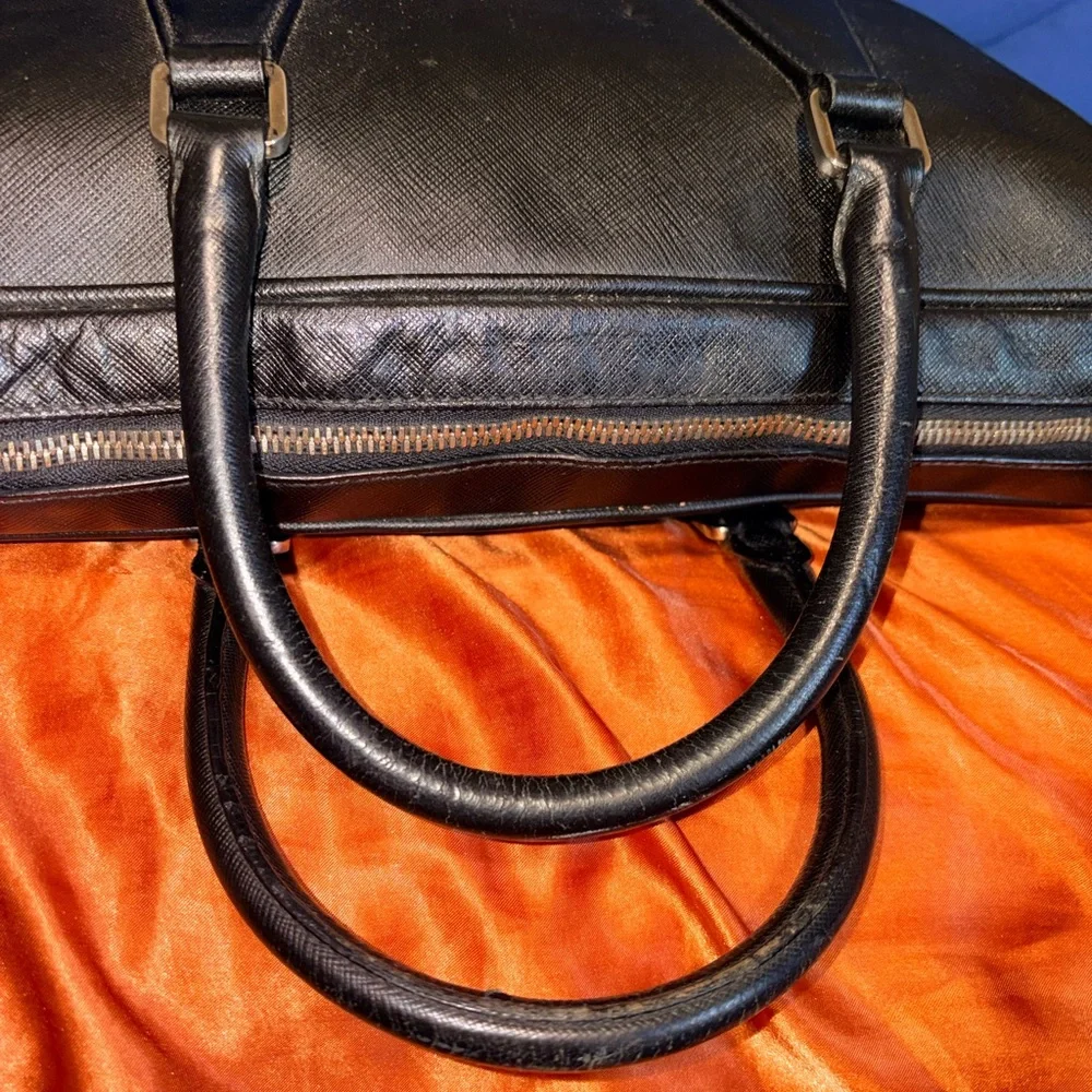Prada Vintage Black Saffiano Leather Briefcase